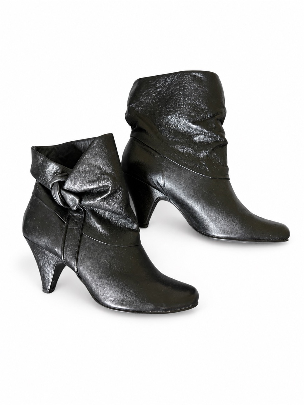 Steve Madden Black Slouch Ankle Boots with Knot Detail